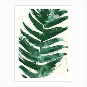 Green Ink Painting Of A Sword Fern 1 Art Print