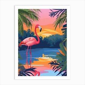 Greater Flamingo Argentina Tropical Illustration 4 Art Print