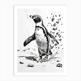 African Penguin Playing 2 Art Print