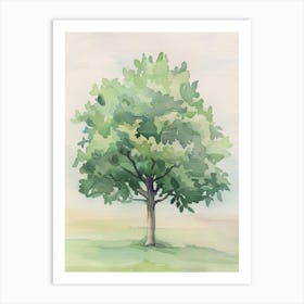 Apple Tree Atmospheric Watercolour Painting 1 Art Print