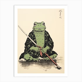 Frog Samurai, Matsumoto Hoji Inspired Japanese 4 Bathroom Art Print