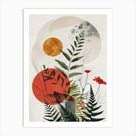 Ferns And Flowers Art Print