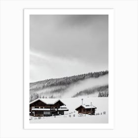 Sölden, Austria Black And White Skiing Poster Art Print