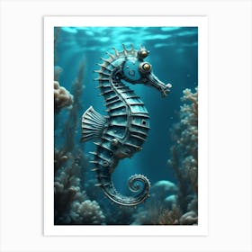 Blue Seahorse Art Print