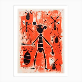 Ant, Woodblock Animal  Drawing 2 Art Print