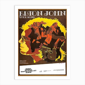 Elton John Hamburg Germany 1972 Concert Poster Art Print