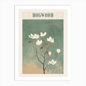 Dogwood Tree Minimal Japandi Illustration 3 Poster Art Print