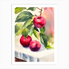 Plum Italian Watercolour fruit Art Print