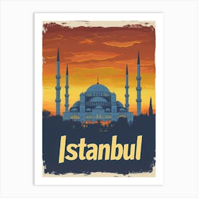 Aihrgdesign A Retro Travel Poster For Istanbul Featuring The 5 Art Print