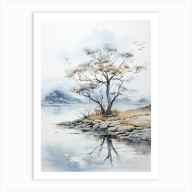 Aso Kuju National Park In Kumamoto, Japanese Brush Painting, Ukiyo E, Minimal 2 Art Print