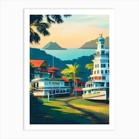 Port Of Dumaguete Philippines Vintage Poster harbour Art Print
