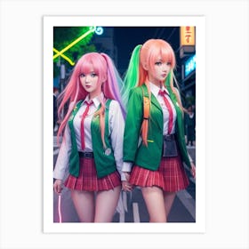 Absolute Reality V16 Two Stunning Girlfriends In Japanese Scho 0 Art Print