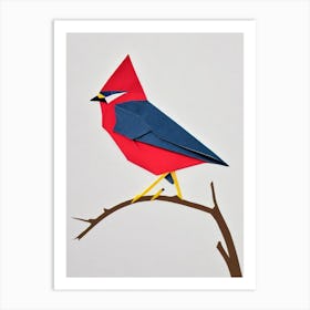 Cedar 2 Waxwing Origami Bird Art Print
