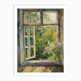 Lily Flowers On A Cottage Window 3 Art Print