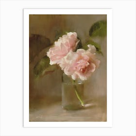 Pink Roses In A Vase 3 Art Print