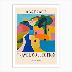 Abstract Travel Collection Poster Santorini Greece 1 Art Print
