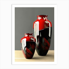 Red And Black Vases 7 Art Print