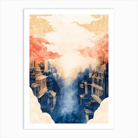 Asian City In The Clouds Art Print