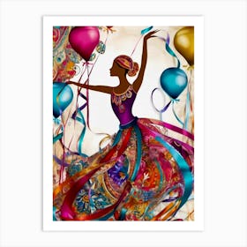 Ballerina With Balloons Art Print