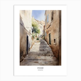 Hvar 3 Watercolour Travel Poster Art Print