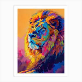 Southwest African Lion Lion In Different Seasons Fauvist Painting 3 Art Print