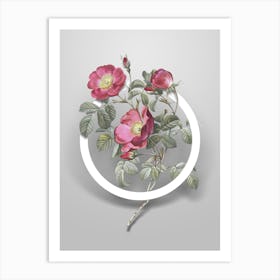 Vintage Rose of Love Bloom Minimalist Botanical Geometric Circle on Soft Gray n.0522 Art Print