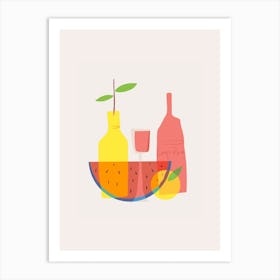 Still Life With Wine And Bottles Art Print