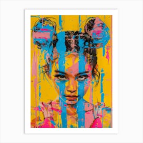 Girl With The Big Hair Art Print