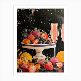 Prosecco & Fruit Art Deco 2 Art Print