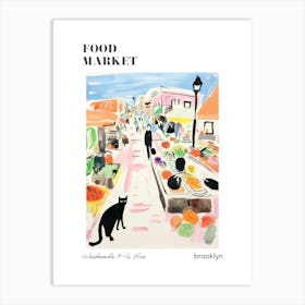 The Food Market In Brooklyn 4 Illustration Poster Art Print