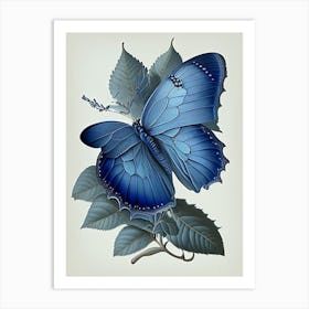 Holly Blue Butterfly Retro Illustration 2 Art Print