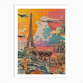 Paris   Retro Collage Style 2 Art Print