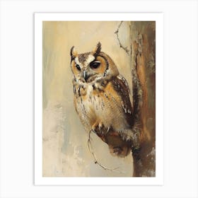 African Wood Owl Japanese Painting 10 Art Print