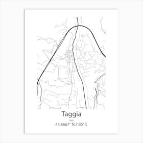 Taggia,Italy Minimalist Map Art Print