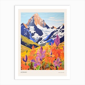 Aoraki New Zealand 4 Colourful Mountain Illustration Poster Art Print