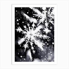 Frozen, Snowflakes, Black & White 2 Art Print