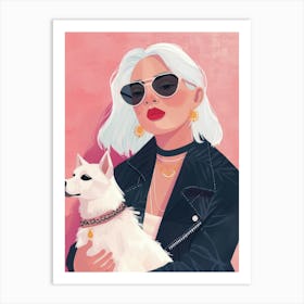 Portrait Of A Woman With A Dog 2 Art Print