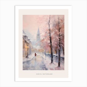 Dreamy Winter Painting Poster Zurich Switzerland 3 Art Print