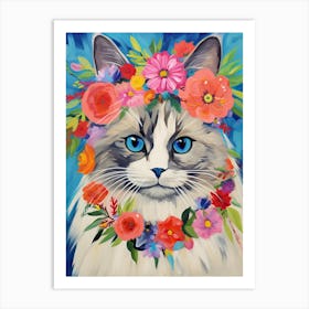 Birman Cat With A Flower Crown Painting Matisse Style 3 Art Print