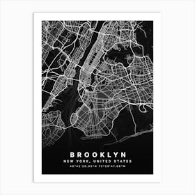 Brooklyn New York USA Black Map Art Print