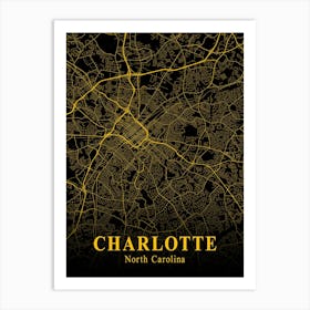 Charlotte Gold City Map 1 Art Print