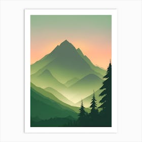 Misty Mountains Vertical Composition In Green Tone 113 Art Print