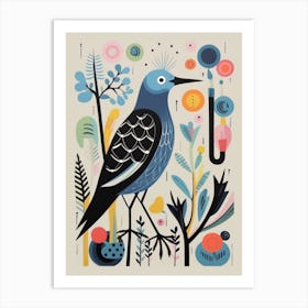 Colourful Scandi Bird Grey Plover 2 Art Print