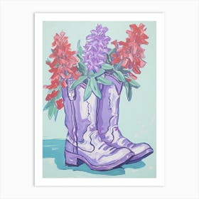 A Painting Of Cowboy Boots With Snapdragon Flowers, Fauvist Style, Still Life 2 Art Print