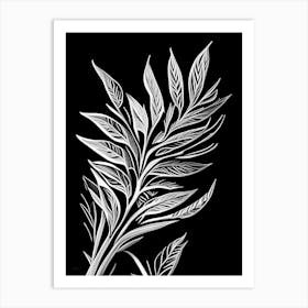 Tarragon Leaf Linocut 1 Art Print