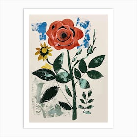 Painted Florals Rose 10 Art Print