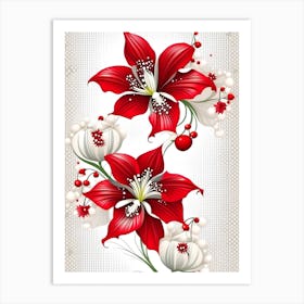 Red Lilies Vector Art Print