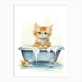 Singapura Cat In Bathtub Bathroom 4 Art Print
