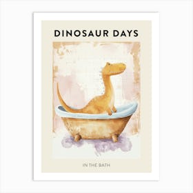 Dinosaur In The Bath Poster 4 Art Print