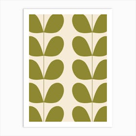 Mid Century Modern Leaf Print Green Art Print